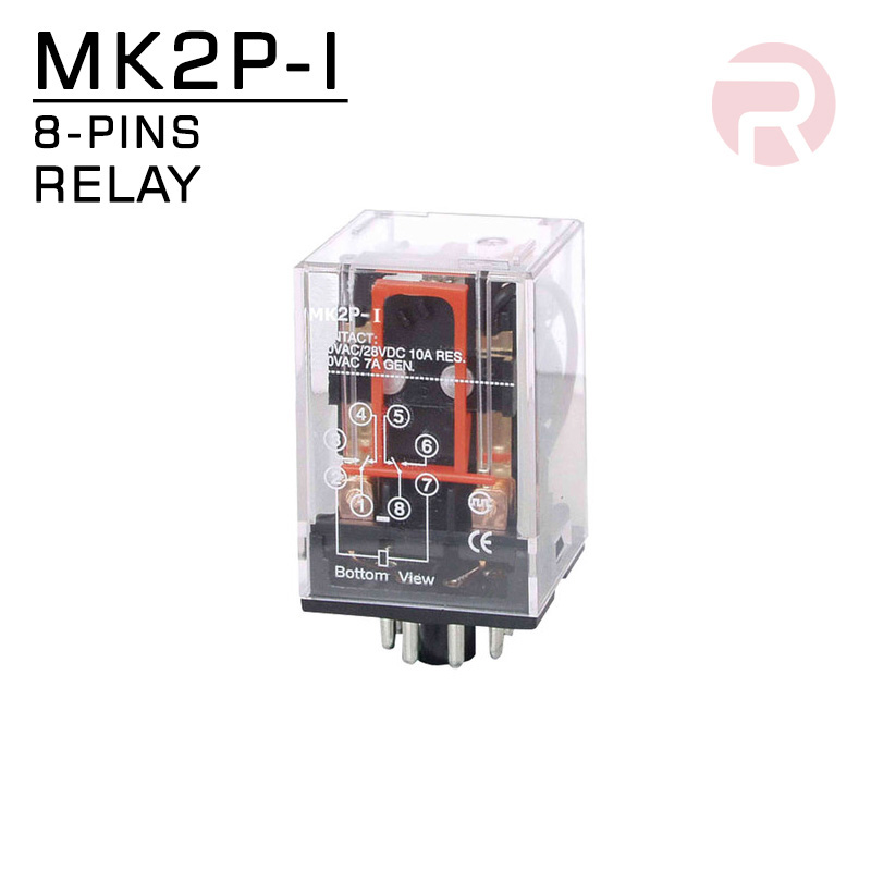 Relay MK2 (10A) 8-Pin, DPDT Electromagnetic Mechanical Coil Relay MK2 (10A) 8-Pin, DPDT Electromagnetic Mechanical Coil