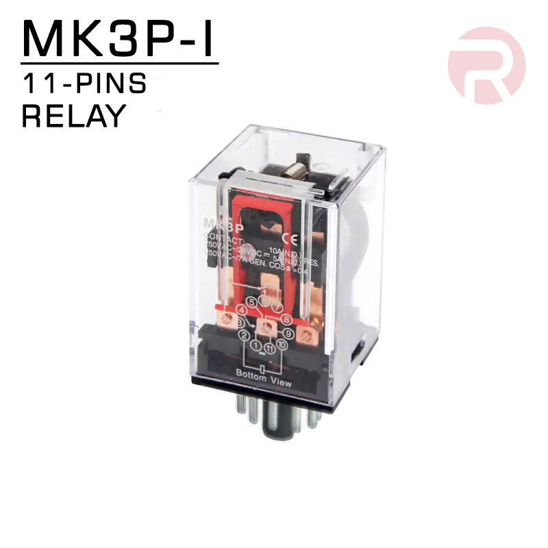 Relay MK3 (10A) 11-Pin, 3PDT Electromagnetic Mechanical Coil Relay MK3 (10A) 11-Pin, 3PDT Electromagnetic Mechanical Coil