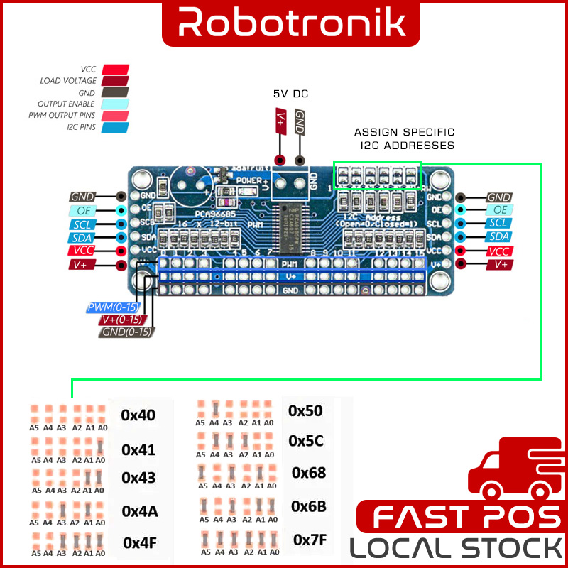 16-Channel PWM Servo Motor Driver PCA9685 12-bit I2C-Interface 16-Channel PWM Servo Motor Driver PCA9685 12-bit I2C-Interface