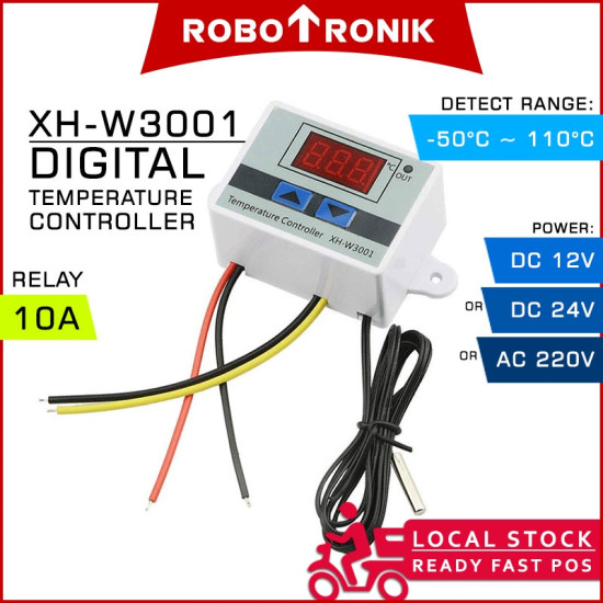 Digital Temperature Controller XH-W3001 w/ 10A Relay (-50°C ~ +110 Celsius) Thermostat 120W