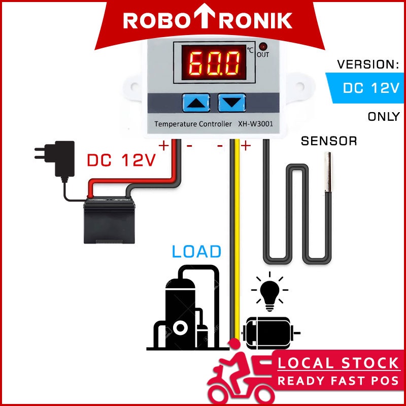 Digital Temperature Controller XH-W3001 w/ 10A Relay (-50°C ~ +110 Celsius) Thermostat 120W Digital Temperature Controller XH-W3001 w/ 10A Relay (-50°C ~ +110 Celsius) Thermostat 120W