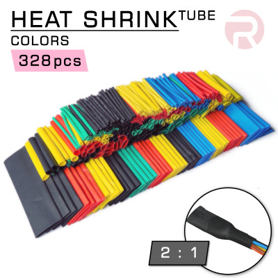 Heat Sleeve (Heat Shrink Tube) 328pcs Shrinkage Ratio: 2:1, Polyolefin Yellow Blue Black Green Red, Wire Connect