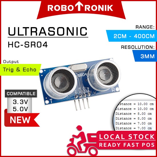 HC-SR04 Ultrasonic Range Detector Distance Sensor (2cm - 400cm) 3mm Resolution SR-04