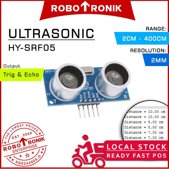 HY-SRF05 Ultrasonic Range Detector Distance Sensor (2cm - 400cm) 2mm Resolution
