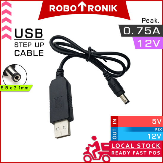 DC Power Step-Up USB Cable 5V > 12V, Portable Power-bank boost converter to  Modem Router