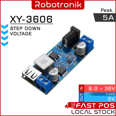 DC Step Down (Fixed 5V) XH-M249 / XY-3606 5A.max Buck Converter 5V 9V 12V 24V DC Step Down (Fixed 5V) XH-M249 / XY-3606 5A.max Buck Converter 5V 9V 12V 24V