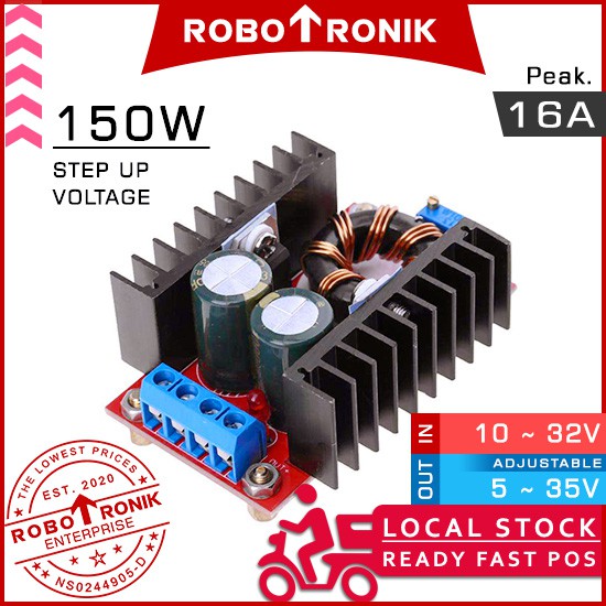 DC-DC Step Up 150W, Peak. 16A Ajustable Voltage Regulator Module Boost Converter