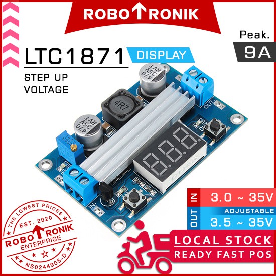 DC-DC Step Up LTC1871, 9A / 65w with Display, LTC 1871 Adjustable Voltage Regulator Module Boost Converter