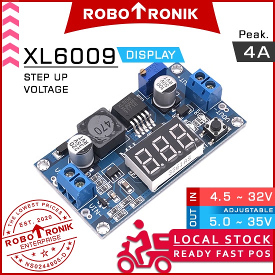 DC-DC Step Up XL6009 Display, Peak 4A Adjustable Voltage Regulator Module Boost Converter