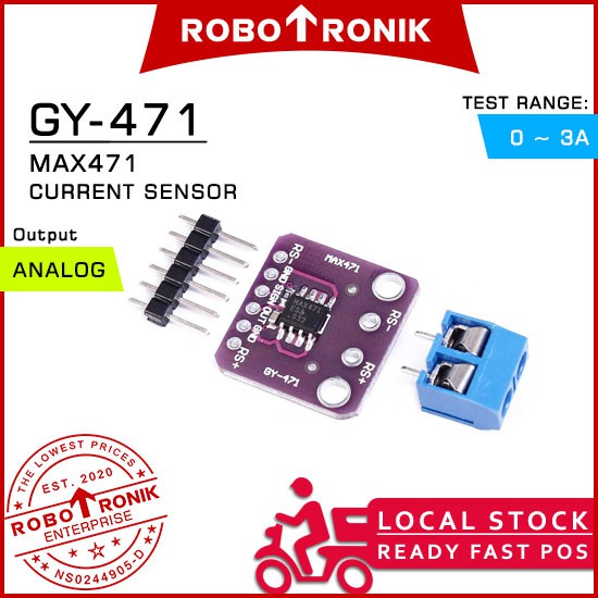 GY-471 (MAX471) Current Sensor Module (max 3A) Ampere Read Detect, Arduino Raspberry Pi Compatible
