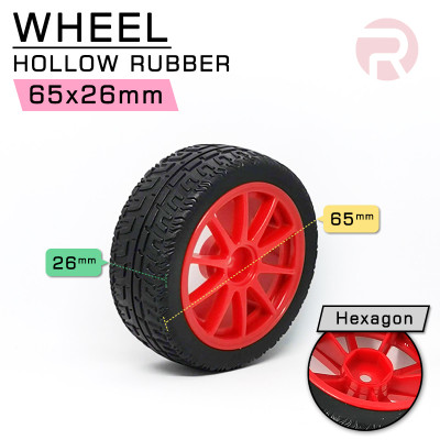 Wheel 65mm Rubber w/ Hexagon coupling mount for smart car
