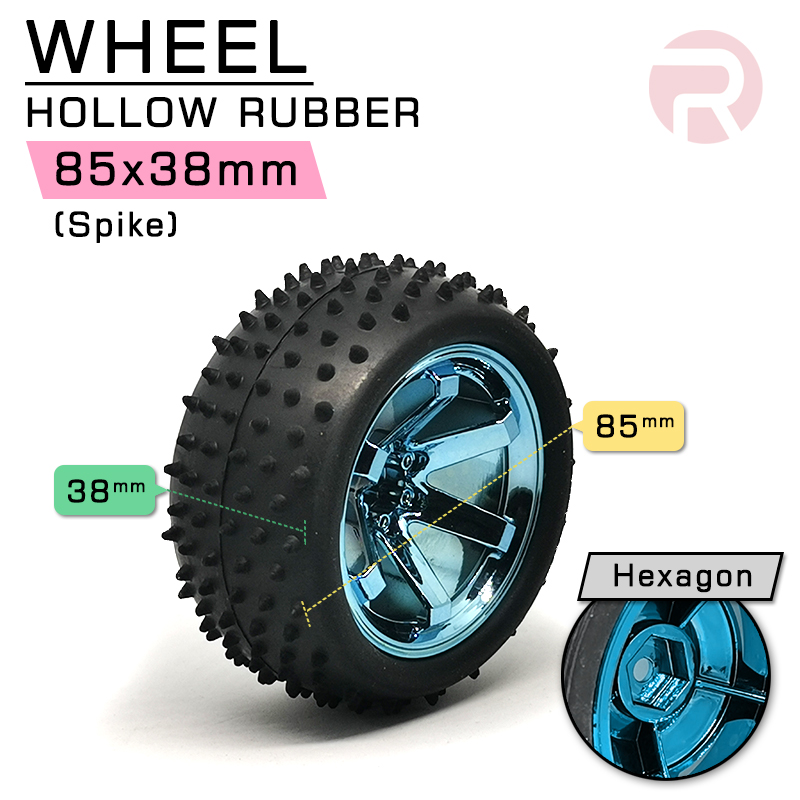 Wheel 85mm (Spike) Rubber w/ Hexagon coupling mount for smart car Wheel 85mm (Spike) Rubber w/ Hexagon coupling mount for smart car