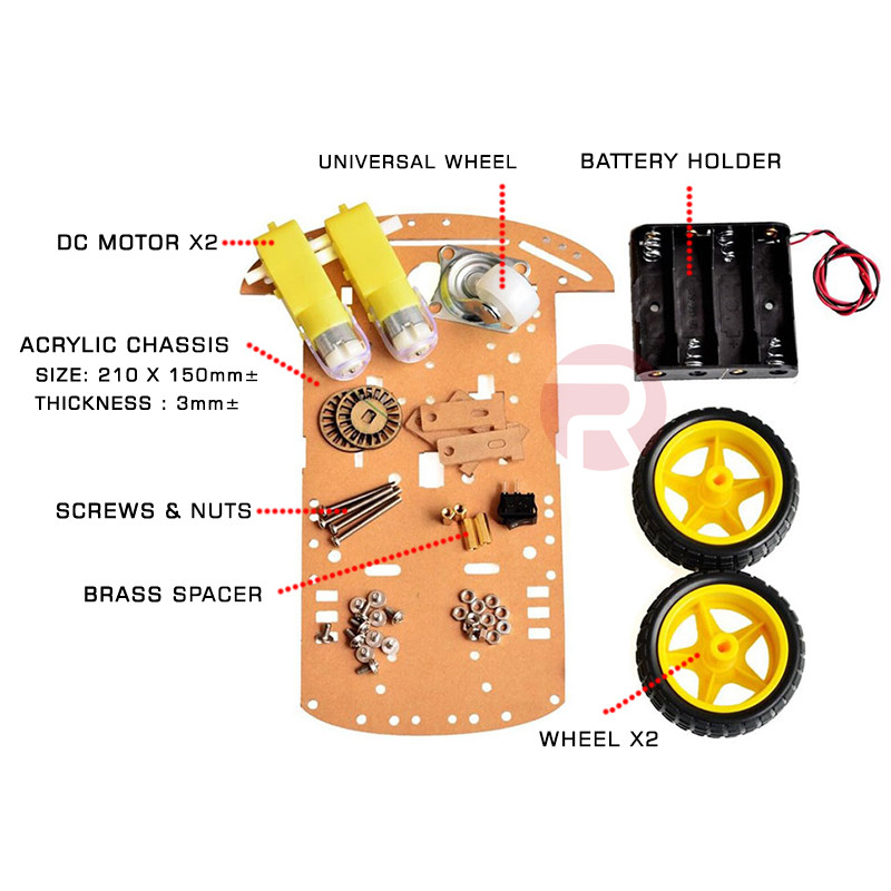 2WD Car Chassis Kit (Unassembled) Single-Layer Plate 2 Wheel Drive w/ Speed Encoder, Robot Smart Car 2WD Car Chassis Kit (Unassembled) Single-Layer Plate 2 Wheel Drive w/ Speed Encoder, Robot Smart Car