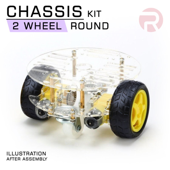 2WD Round Car Chassis Kit  (Unassembled) Double-Layer Plate 2 Wheel Drive, Robot Smart Car