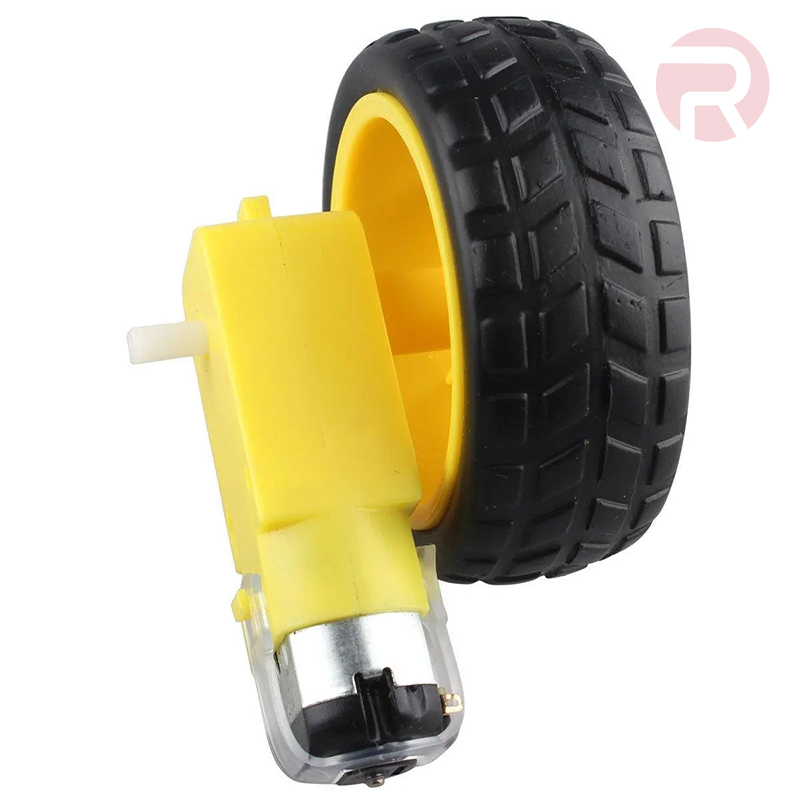 DC Geared Motor 66MM Wheel, Moto TT 130 Dual Shaft w/ Yellow Gear Box DC Geared Motor 66MM Wheel, Moto TT 130 Dual Shaft w/ Yellow Gear Box
