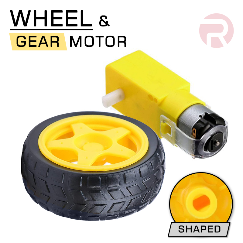 DC Geared Motor 66MM Wheel, Moto TT 130 Dual Shaft w/ Yellow Gear Box DC Geared Motor 66MM Wheel, Moto TT 130 Dual Shaft w/ Yellow Gear Box