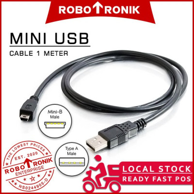 Mini USB Type-B (Male) to USB Type-A (Male) Data & Power, 1.5 Meter USB 2.0 Cable - For Arduino Nano, FTDI, etc