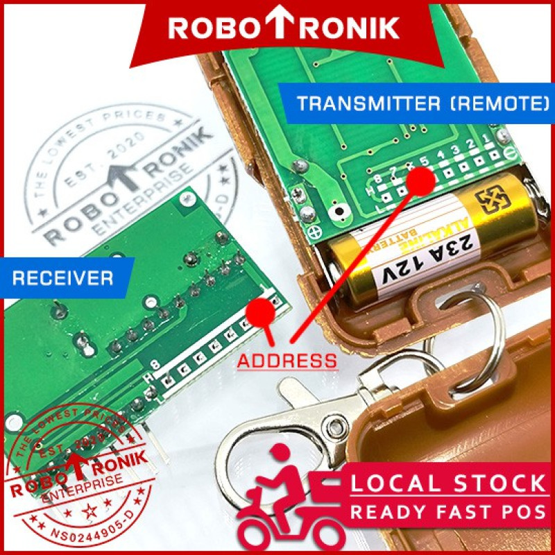 Wireless 4 Channel RF 315MHz Remote Control and PT 2272 Receiver Module 5V [Momentary] - Radio Frequency, Custom Address