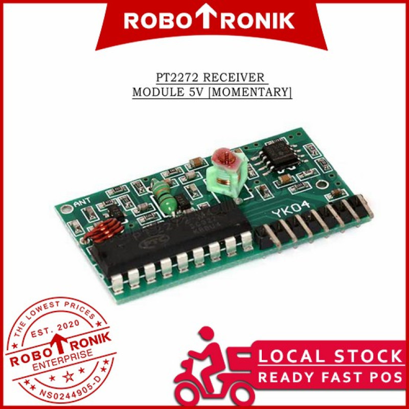 Wireless 4 Channel RF 315MHz Remote Control and PT 2272 Receiver Module 5V [Momentary] - Radio Frequency, Custom Address