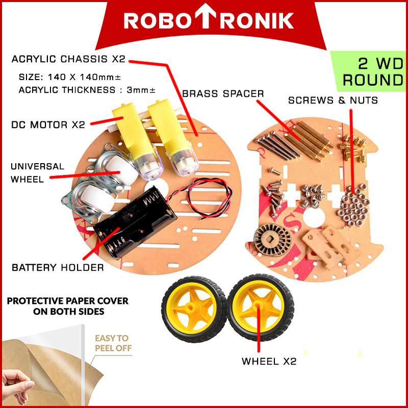 Car Chassis Kit 2WD (Wheel Drive) with Speed Encoder (Unassembled ...