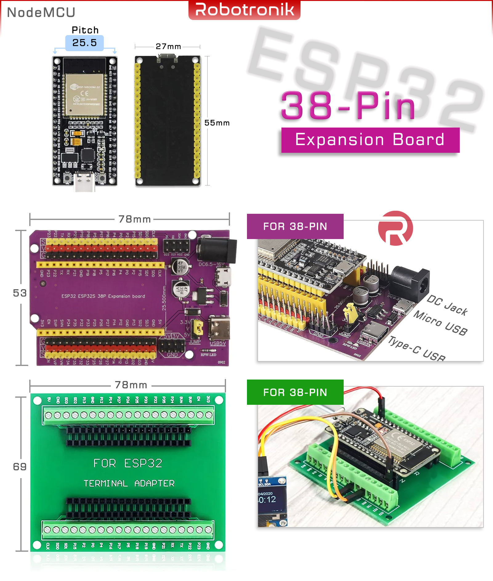 ESP32 (WIFI + Bluetooth) IoT Lua Development Board NODEMCU ESP-WROOM-32 ...